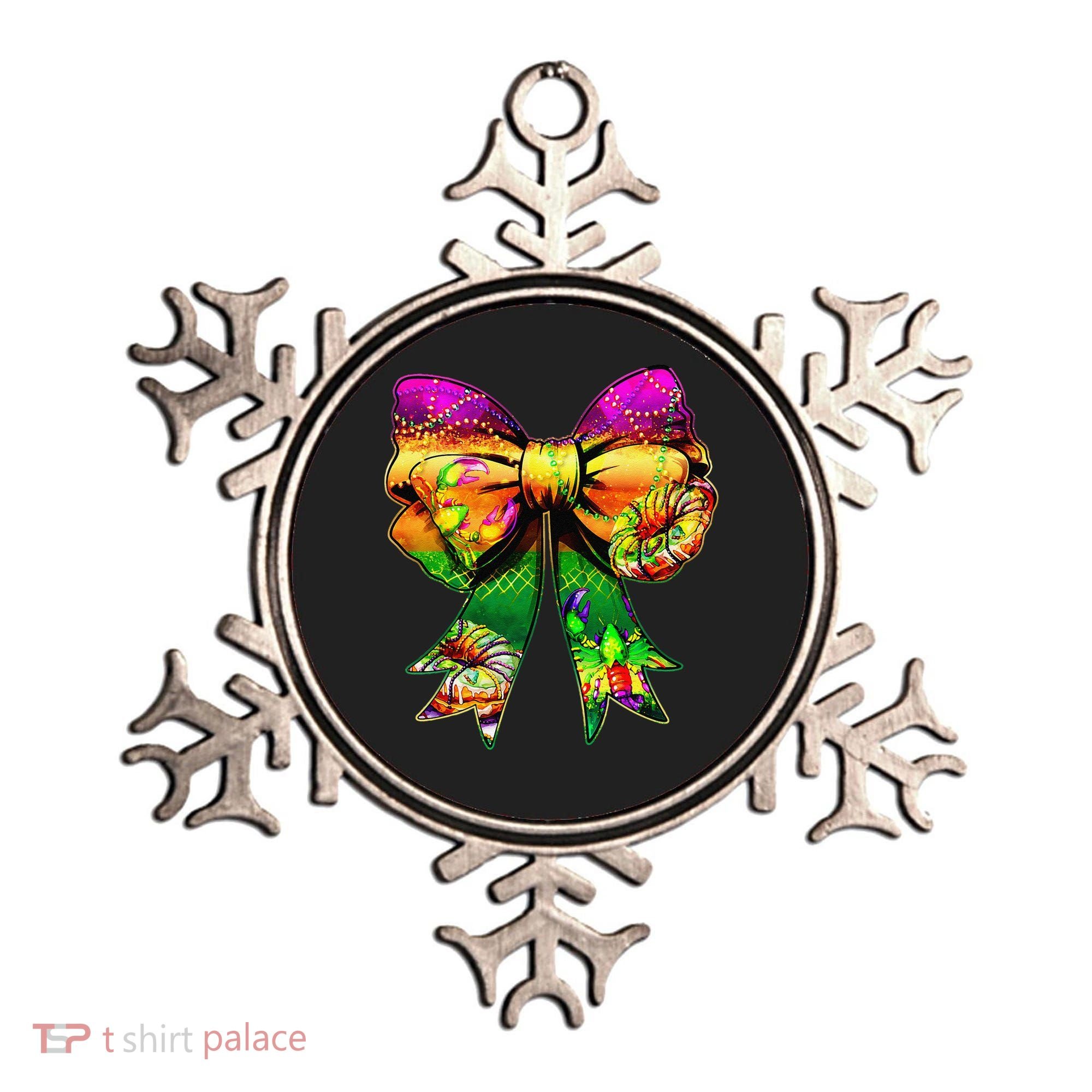 Mardi Gras King Cake Coquette Bow Crawfish Carnival Ornament