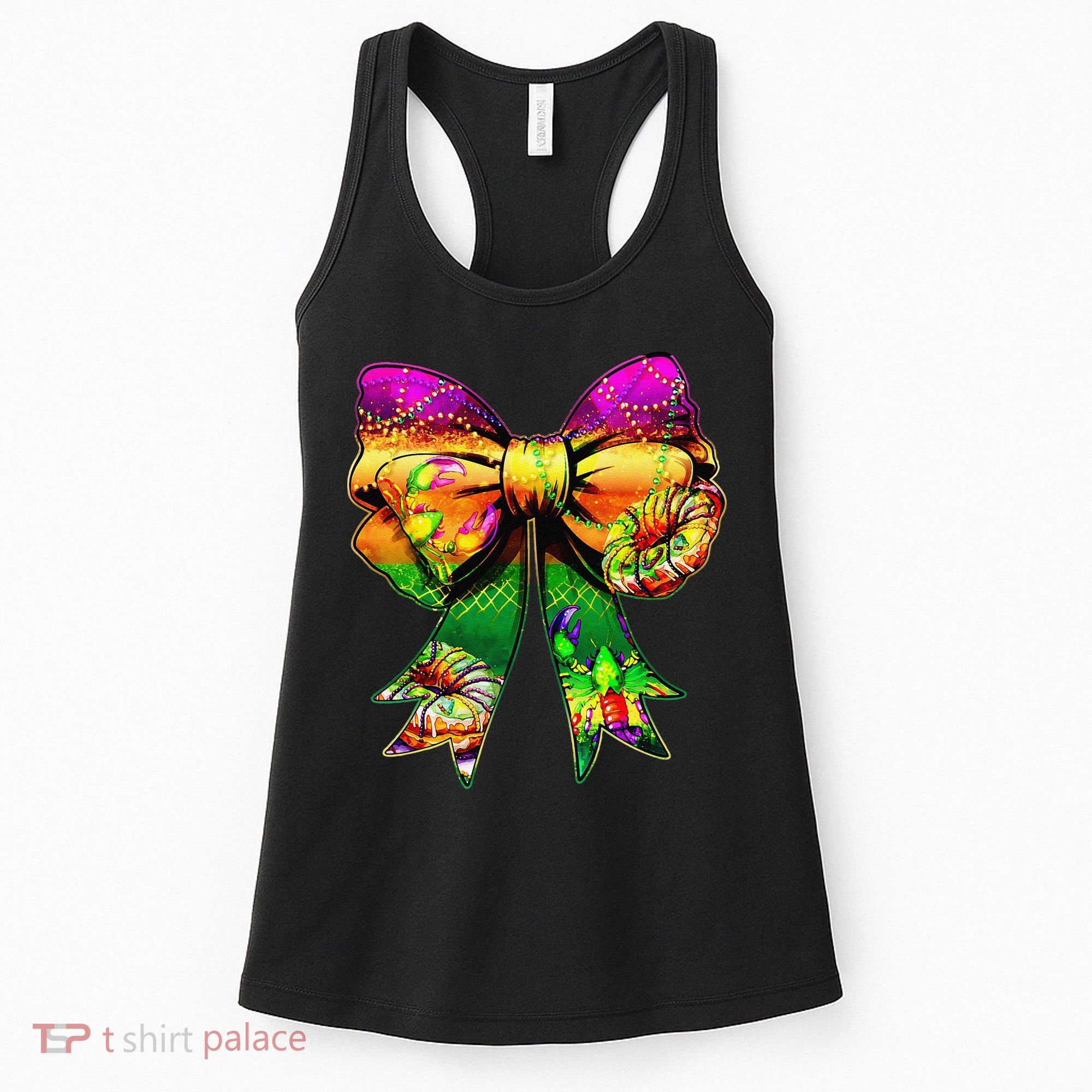Mardi Gras King Cake Coquette Bow Crawfish Carnival Women's Tank Top