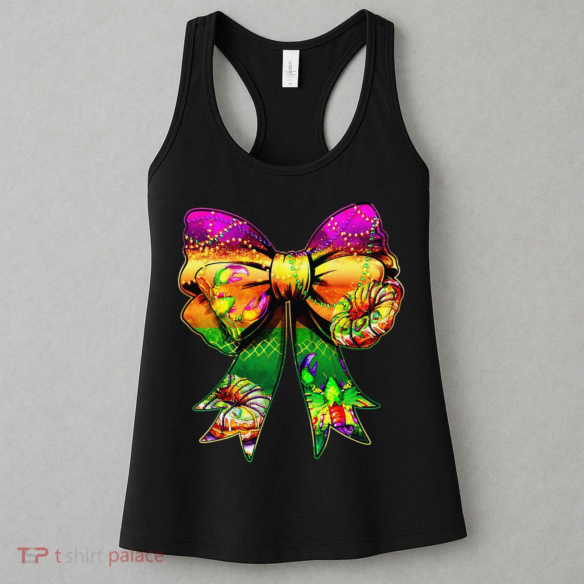 Mardi Gras King Cake Coquette Bow Crawfish Carnival Women's Tank Top