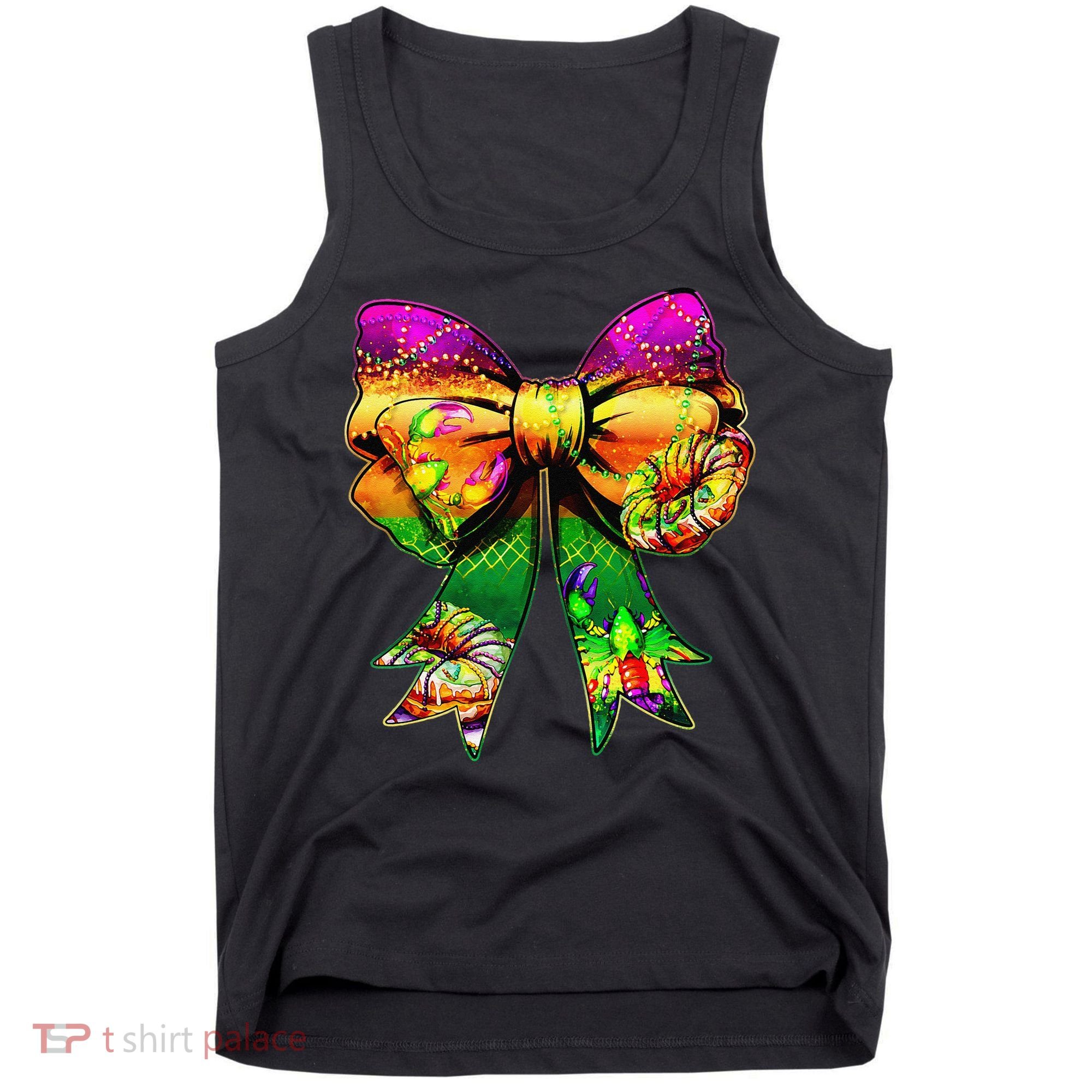Mardi Gras King Cake Coquette Bow Crawfish Carnival Tank Top