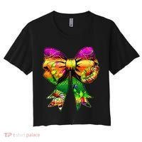 Mardi Gras King Cake Coquette Bow Crawfish Carnival Women's Crop Top Tee thumb 0
