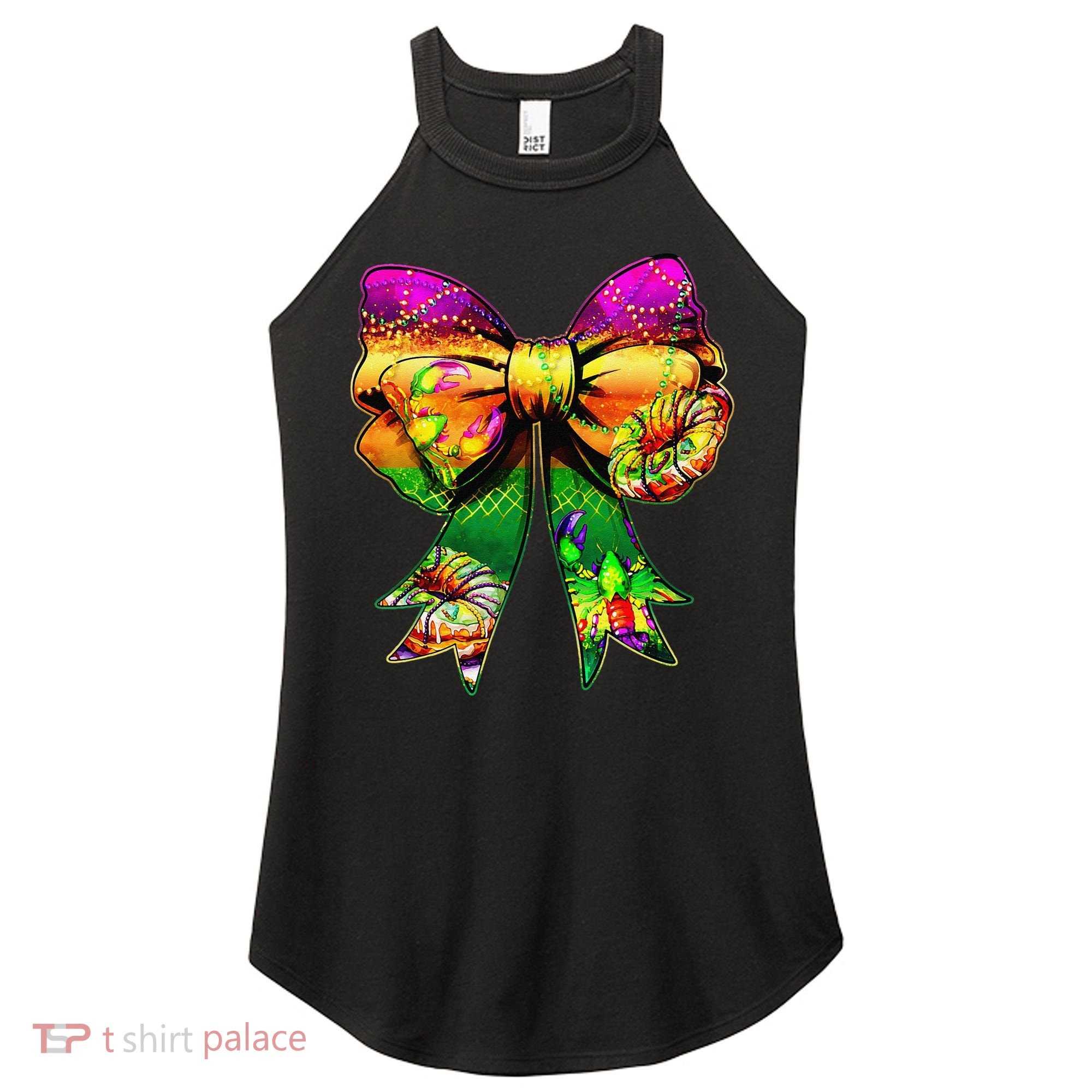 Mardi Gras King Cake Coquette Bow Crawfish Carnival Women's Perfect Tri Rocker Tank