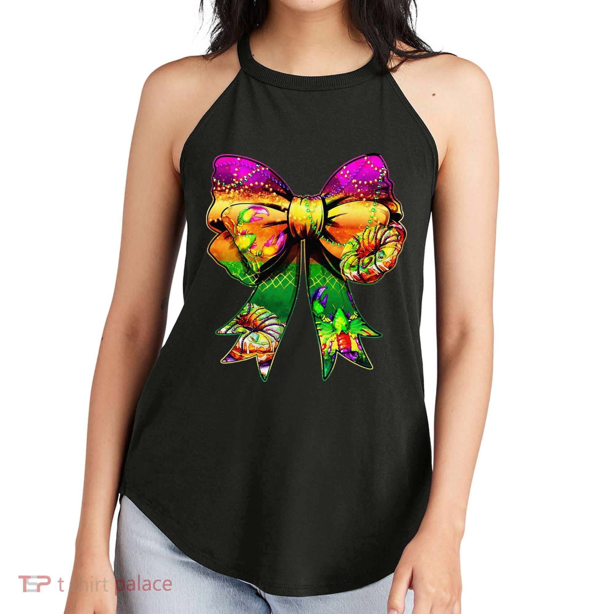 Mardi Gras King Cake Coquette Bow Crawfish Carnival Women's Perfect Tri Rocker Tank