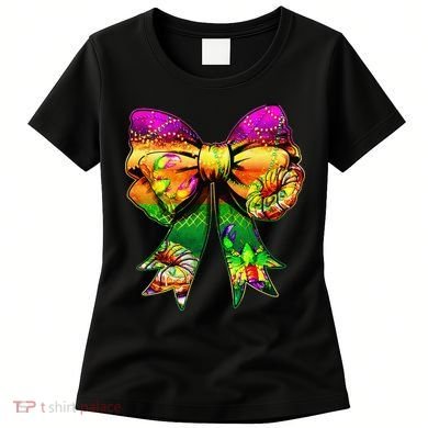 Mardi Gras King Cake Coquette Bow Crawfish Carnival Women's T-Shirt