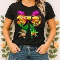 Mardi Gras King Cake Coquette Bow Crawfish Carnival Women's T-Shirt thumb 2