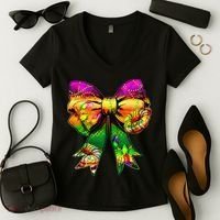 Mardi Gras King Cake Coquette Bow Crawfish Carnival Women's V-Neck T-Shirt thumb 2
