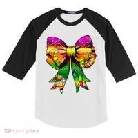 Mardi Gras King Cake Coquette Bow Crawfish Carnival Kids Colorblock Raglan Jersey thumb 0