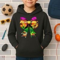 Mardi Gras King Cake Coquette Bow Crawfish Carnival Kids Hoodie thumb 2