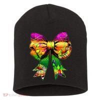 Mardi Gras King Cake Coquette Bow Crawfish Carnival Short Acrylic Beanie thumb 0