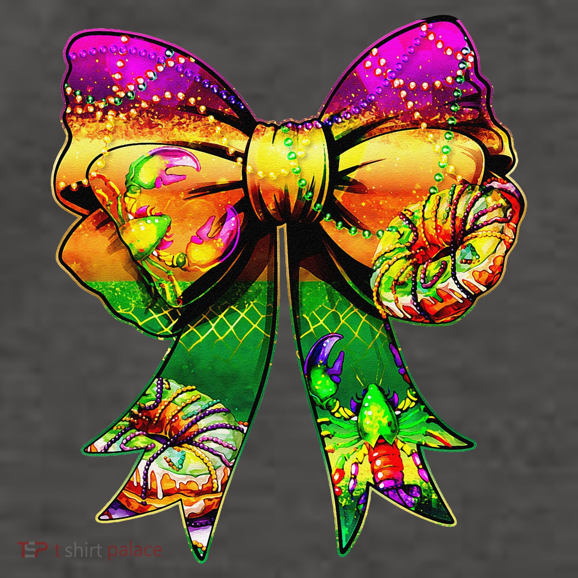 Mardi Gras King Cake Coquette Bow Crawfish Carnival Vector Backpack