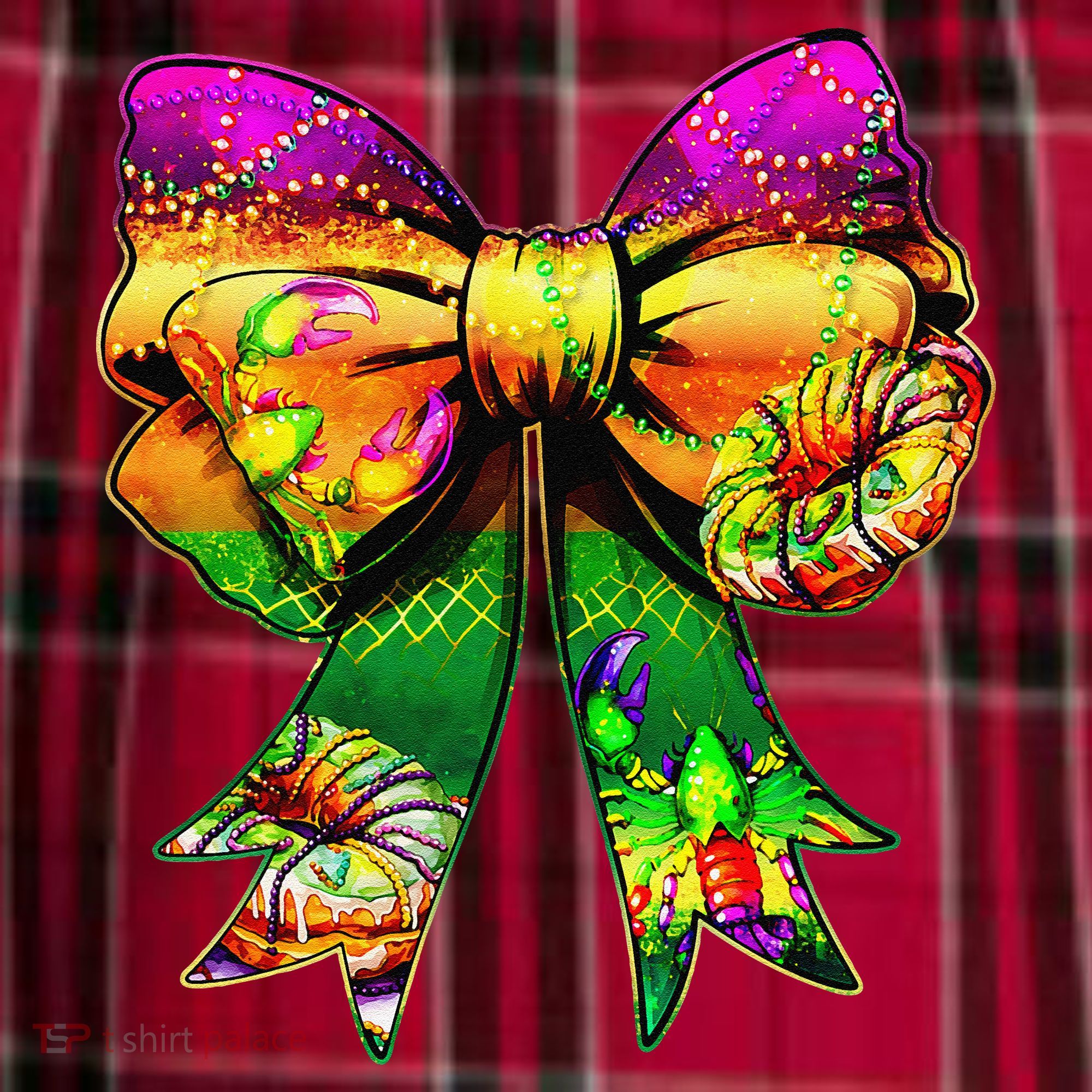 Mardi Gras King Cake Coquette Bow Crawfish Carnival Men's Flannel Plaid Pajama Pants