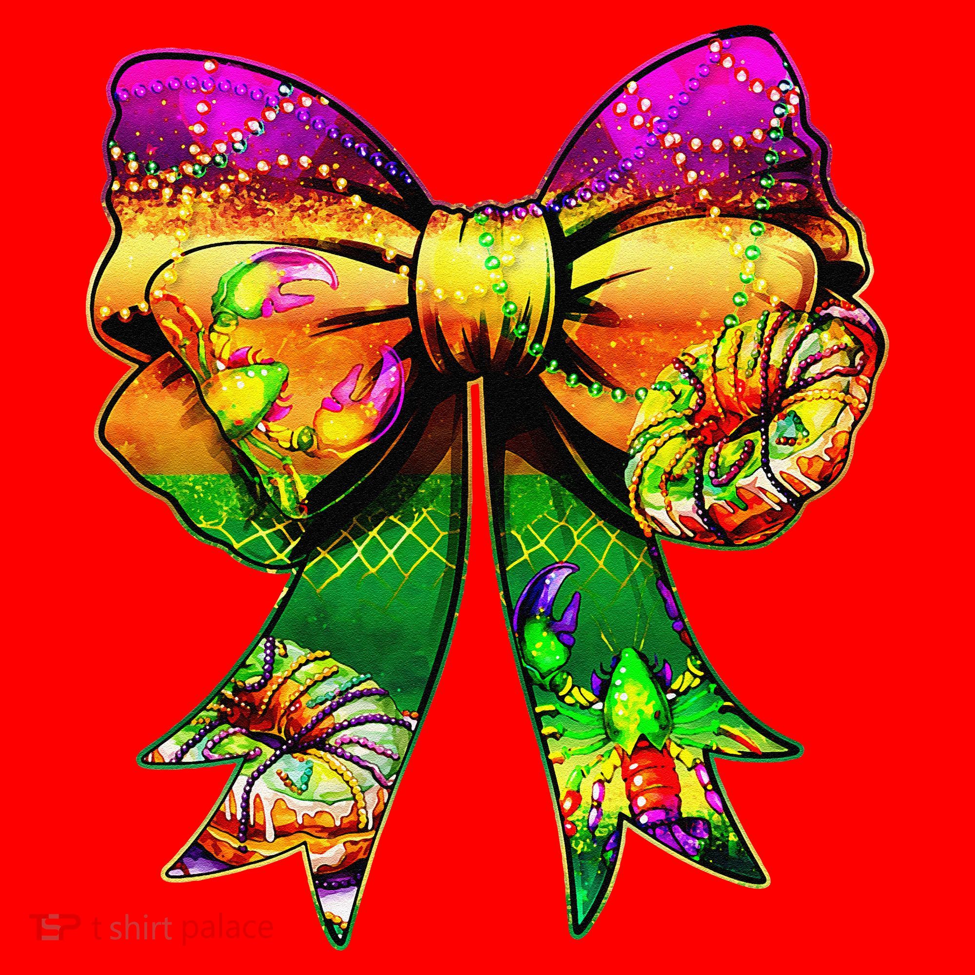 Mardi Gras King Cake Coquette Bow Crawfish Carnival Santa Hat