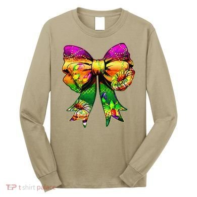 Mardi Gras King Cake Coquette Bow Crawfish Carnival Long Sleeve Shirt