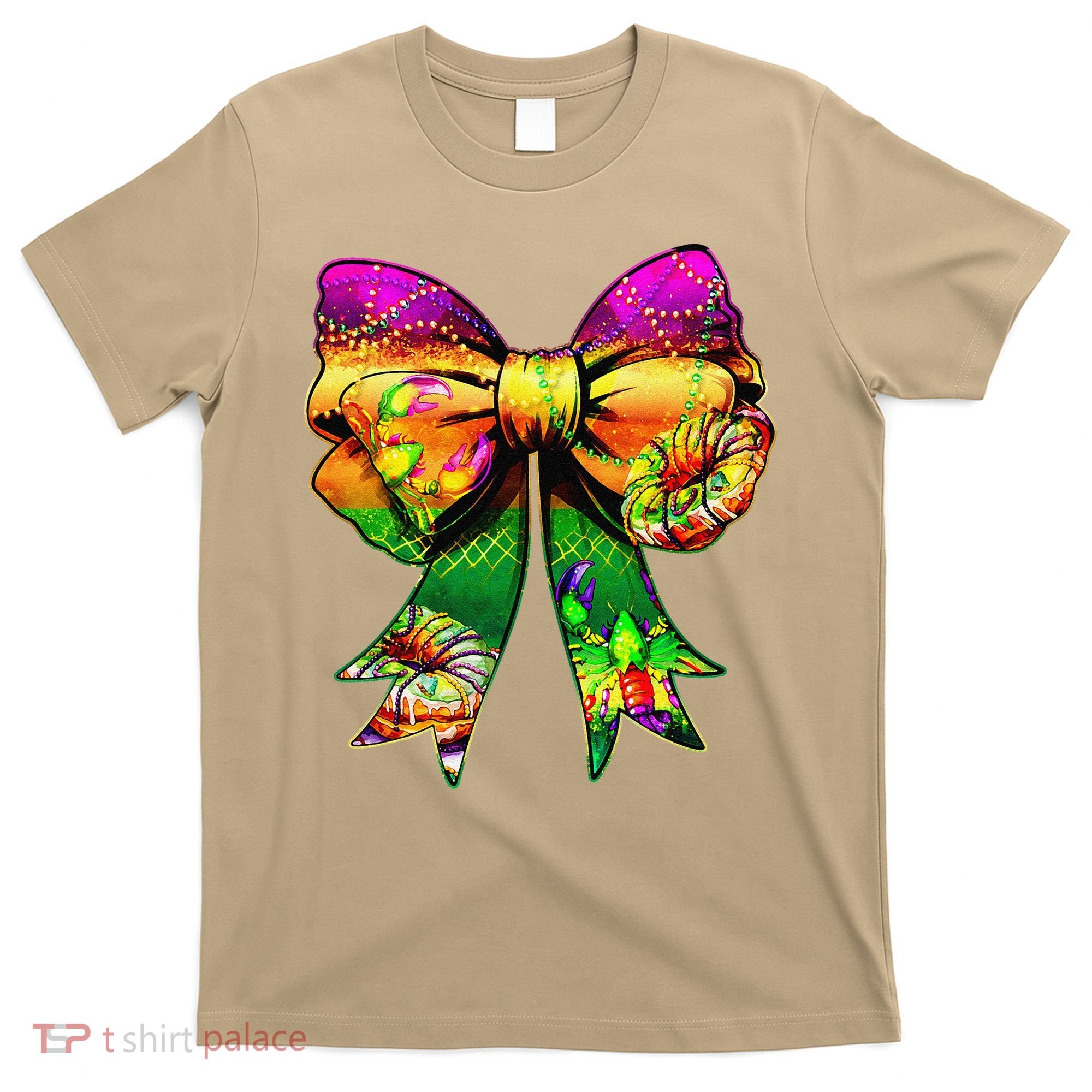 Mardi Gras King Cake Coquette Bow Crawfish Carnival T-Shirt