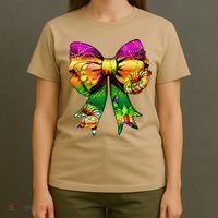 Mardi Gras King Cake Coquette Bow Crawfish Carnival T-Shirt thumb 4