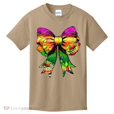Mardi Gras King Cake Coquette Bow Crawfish Carnival Kids T-Shirt