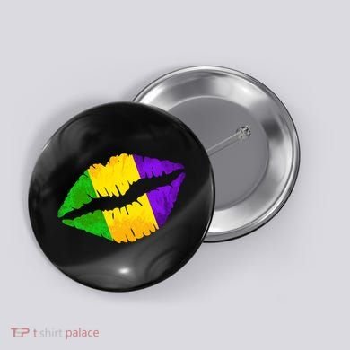 Mardi Gras Lips Design Button