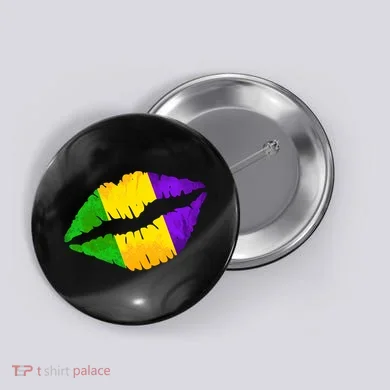 Mardi Gras Lips Design Button