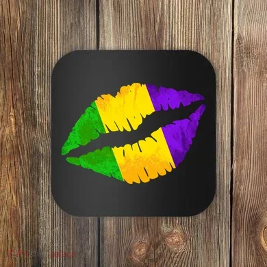 Mardi Gras Lips Design Coaster