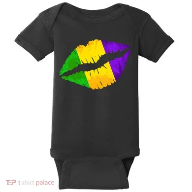 Mardi Gras Lips Design Baby Bodysuit