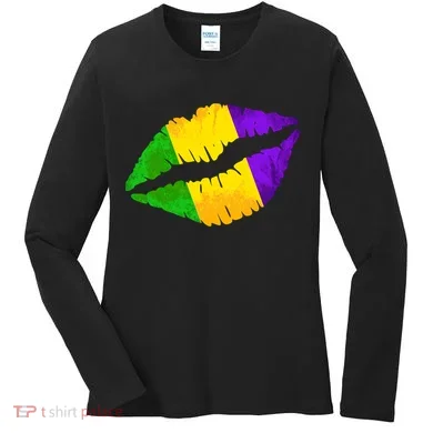 Mardi Gras Lips Design Women's Long Sleeve Shirt