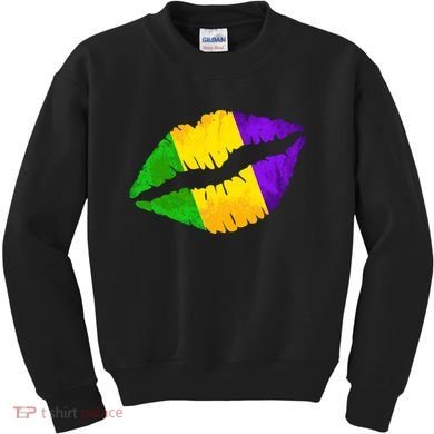 Mardi Gras Lips Design Kids Sweatshirt