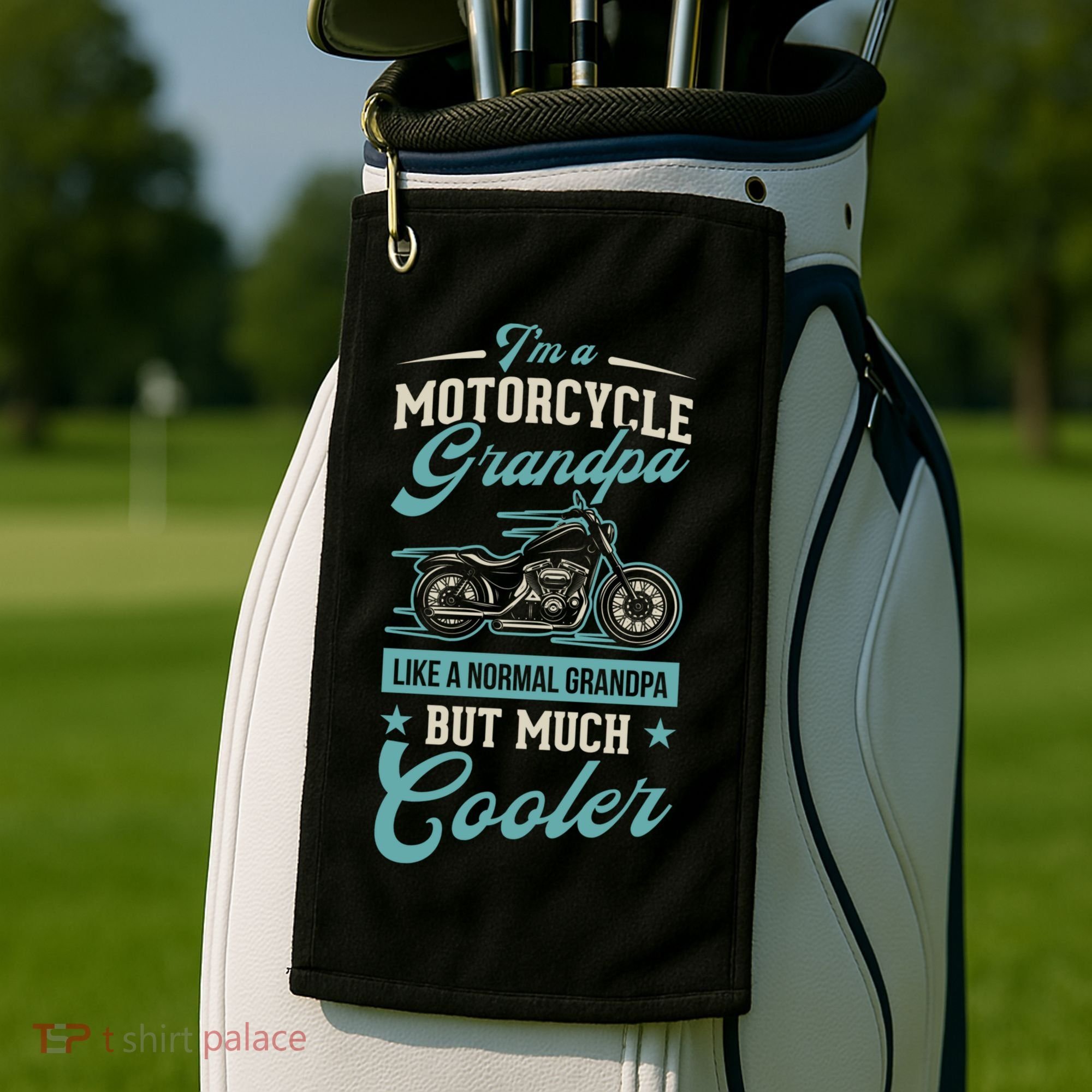 Motorcycle Grandpa Like A Normal Grandpa But Much Cooler Gift Golf Towel