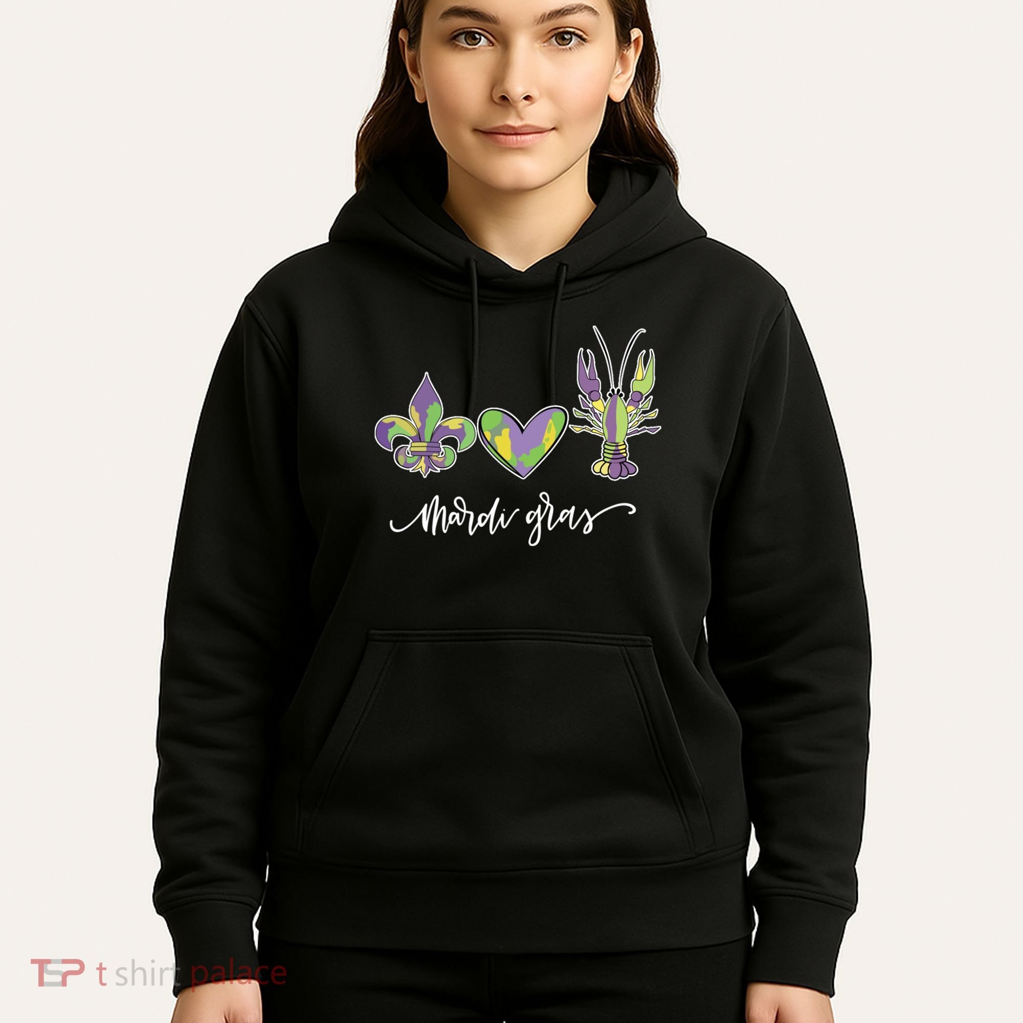 Mardi Gras Logo Heart Hoodie