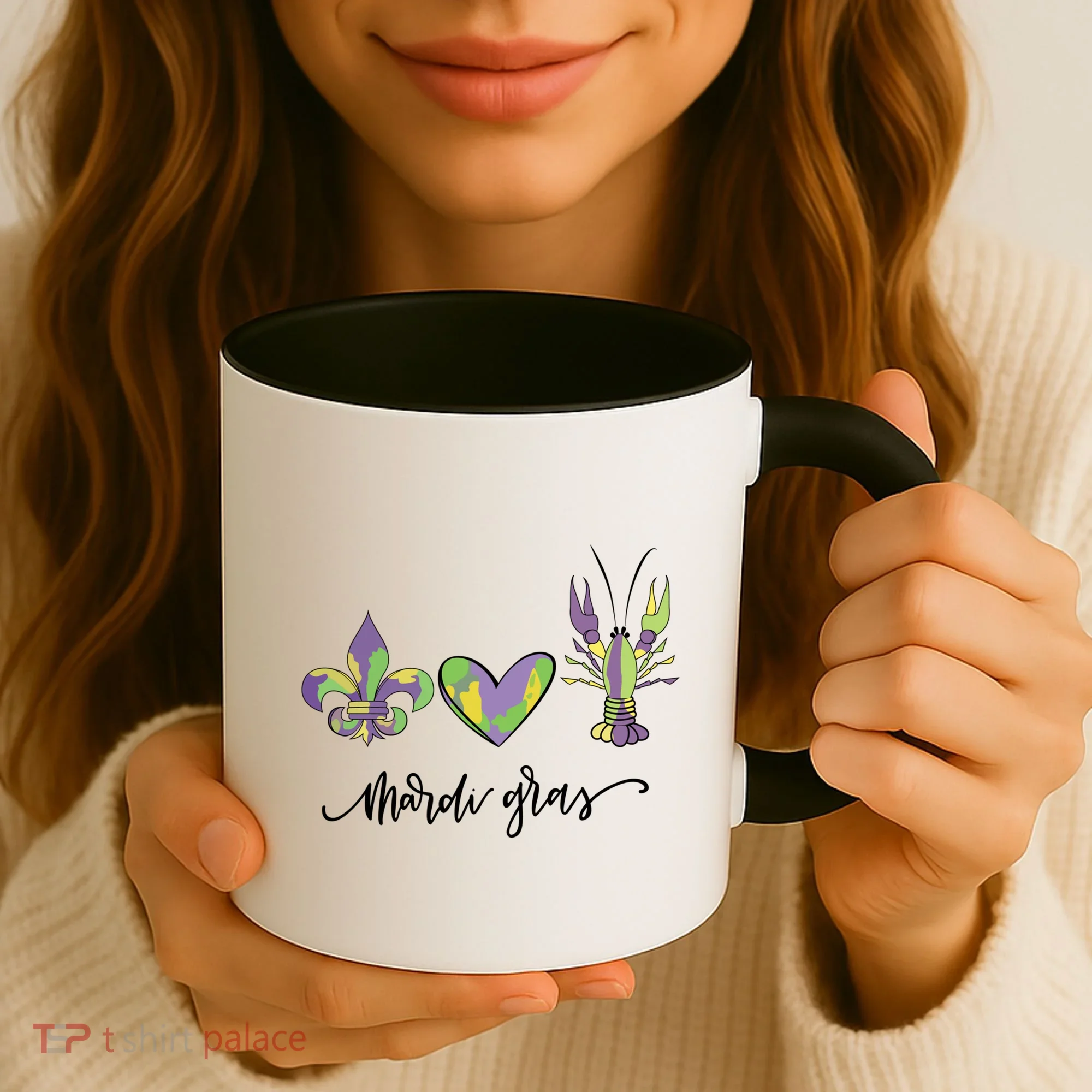 Mardi Gras Logo Heart Coffee Mug