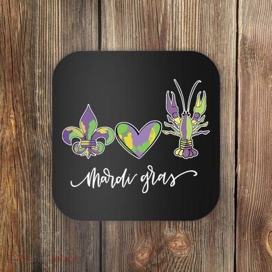 Mardi Gras Logo Heart Coaster