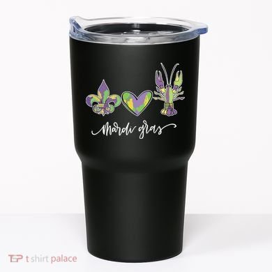 Mardi Gras Logo Heart Tumbler