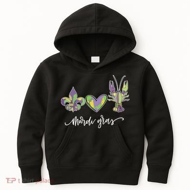 Mardi Gras Logo Heart Kids Hoodie