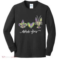 Mardi Gras Logo Heart Kids Long Sleeve Shirt thumb 0