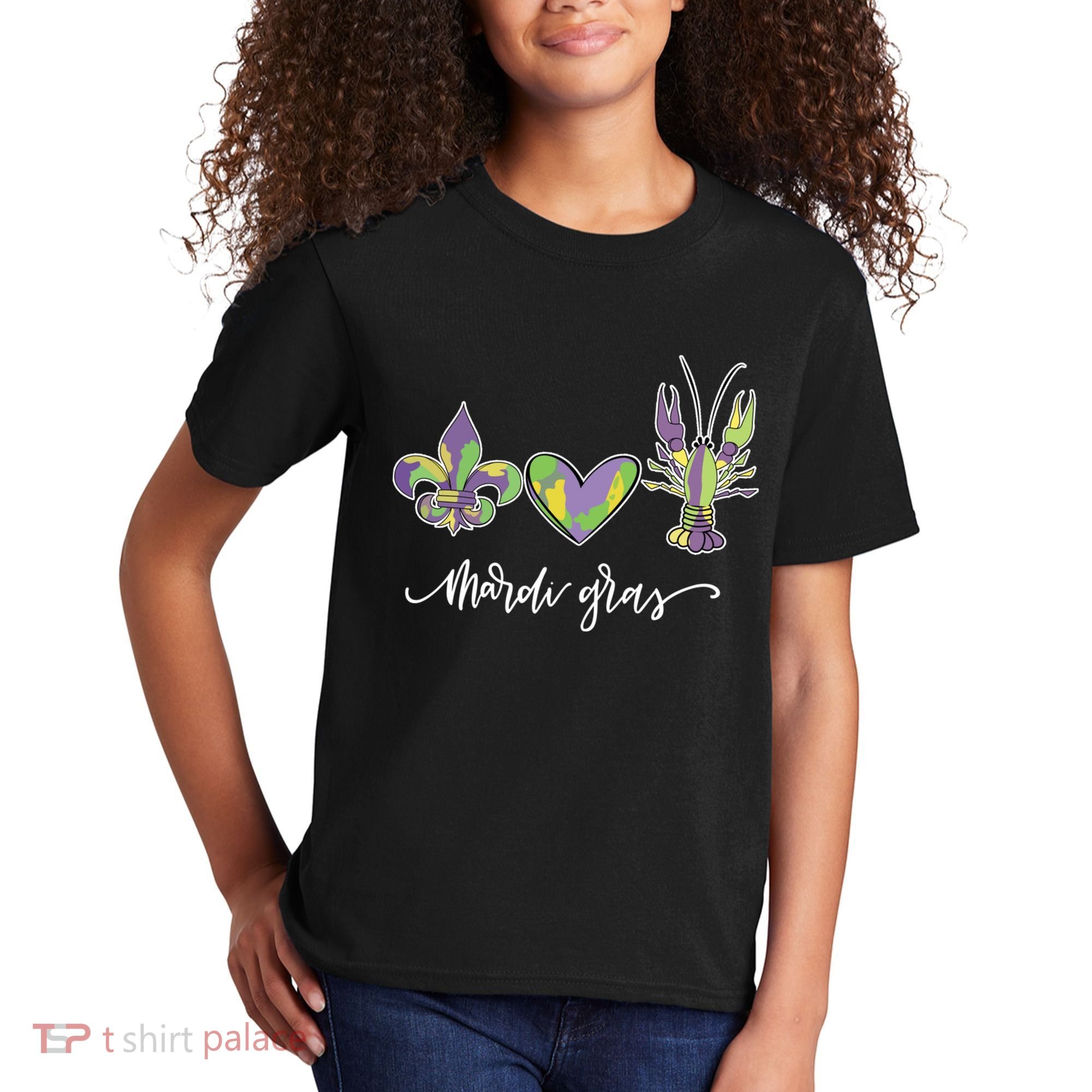 Mardi Gras Logo Heart Kids T-Shirt