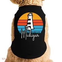 Michigan Great Lakes Lighthouse Beach Town Doggie Tank thumb 0