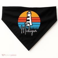 Michigan Great Lakes Lighthouse Beach Town USA-Made Doggie Bandana thumb 0
