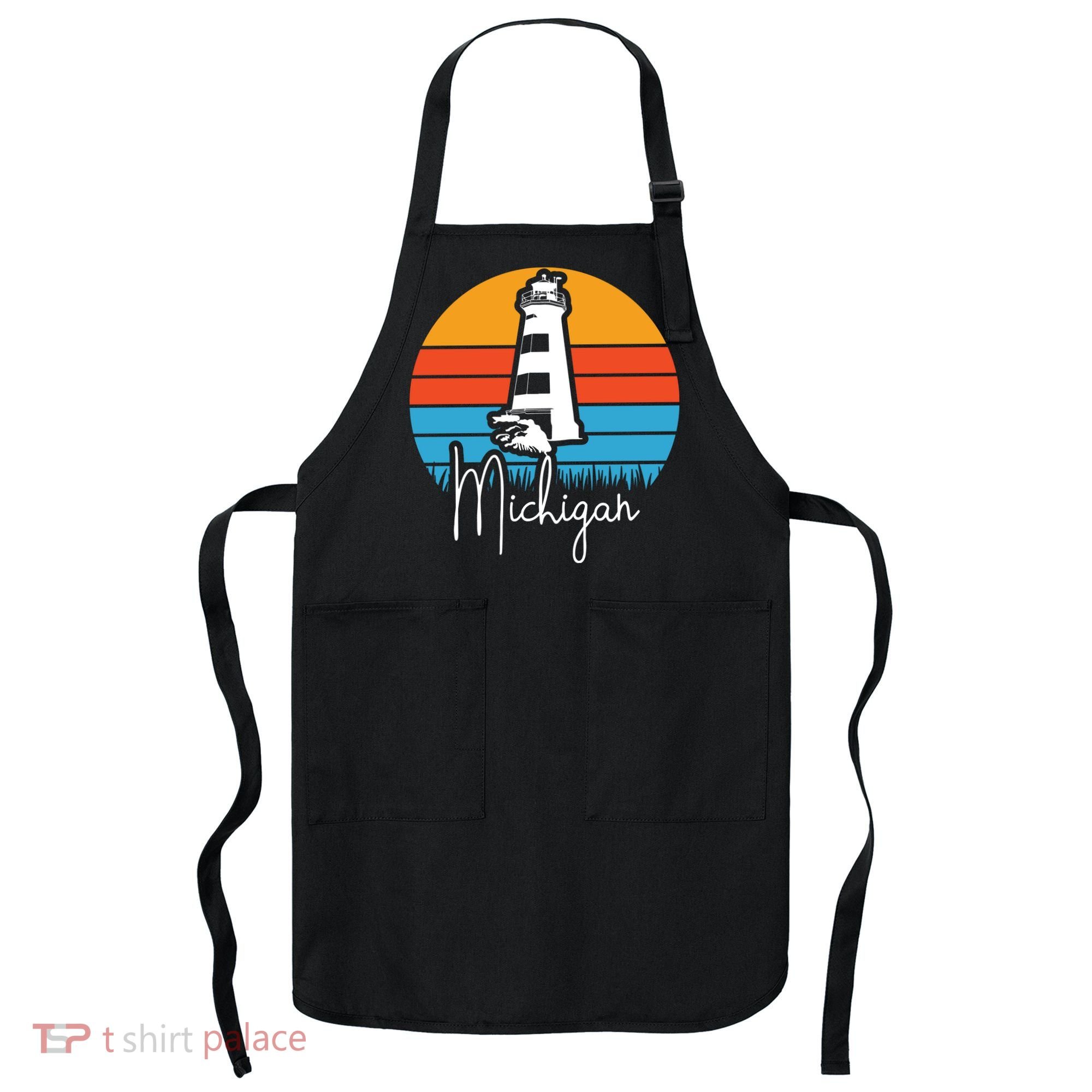 Michigan Great Lakes Lighthouse Beach Town Apron