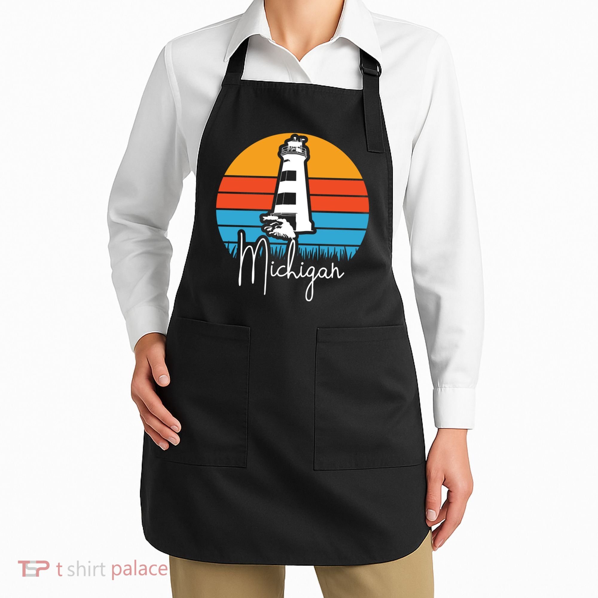 Michigan Great Lakes Lighthouse Beach Town Apron