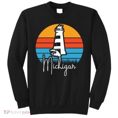 Michigan Great Lakes Lighthouse Beach Town Sweatshirt