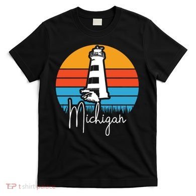 Michigan Great Lakes Lighthouse Beach Town T-Shirt