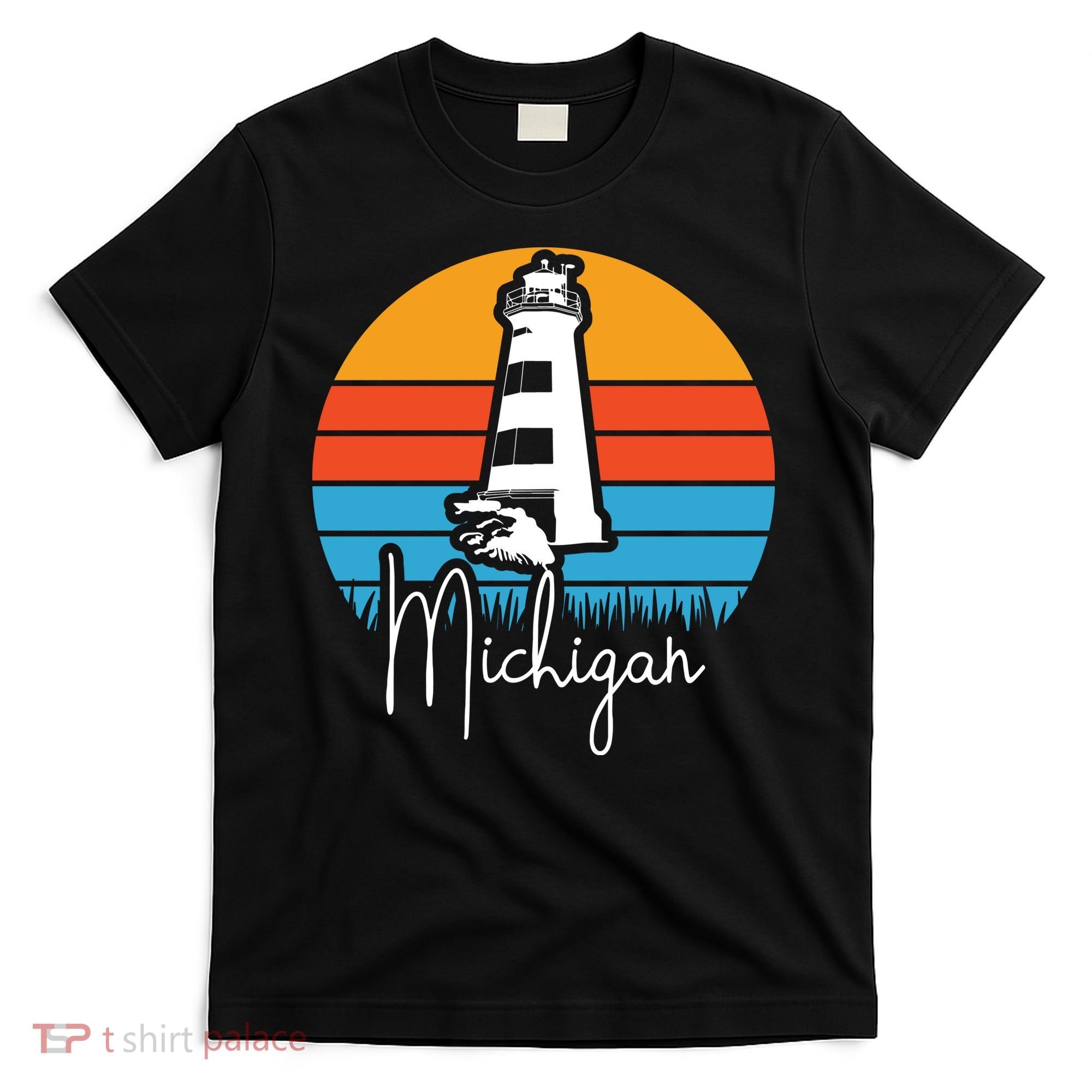 Michigan Great Lakes Lighthouse Beach Town T-Shirt