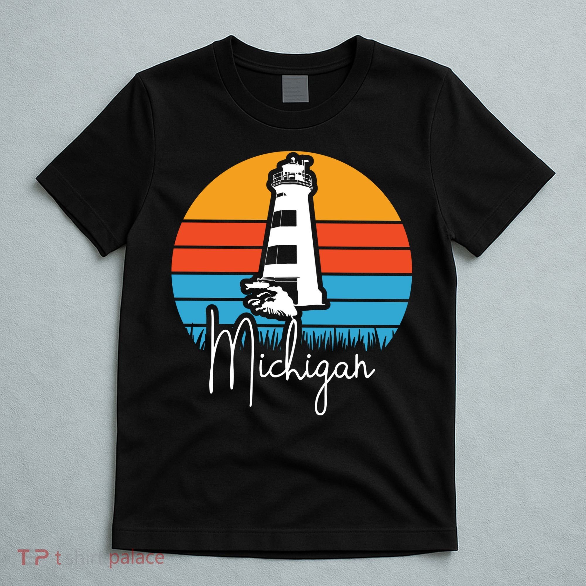 Michigan Great Lakes Lighthouse Beach Town T-Shirt