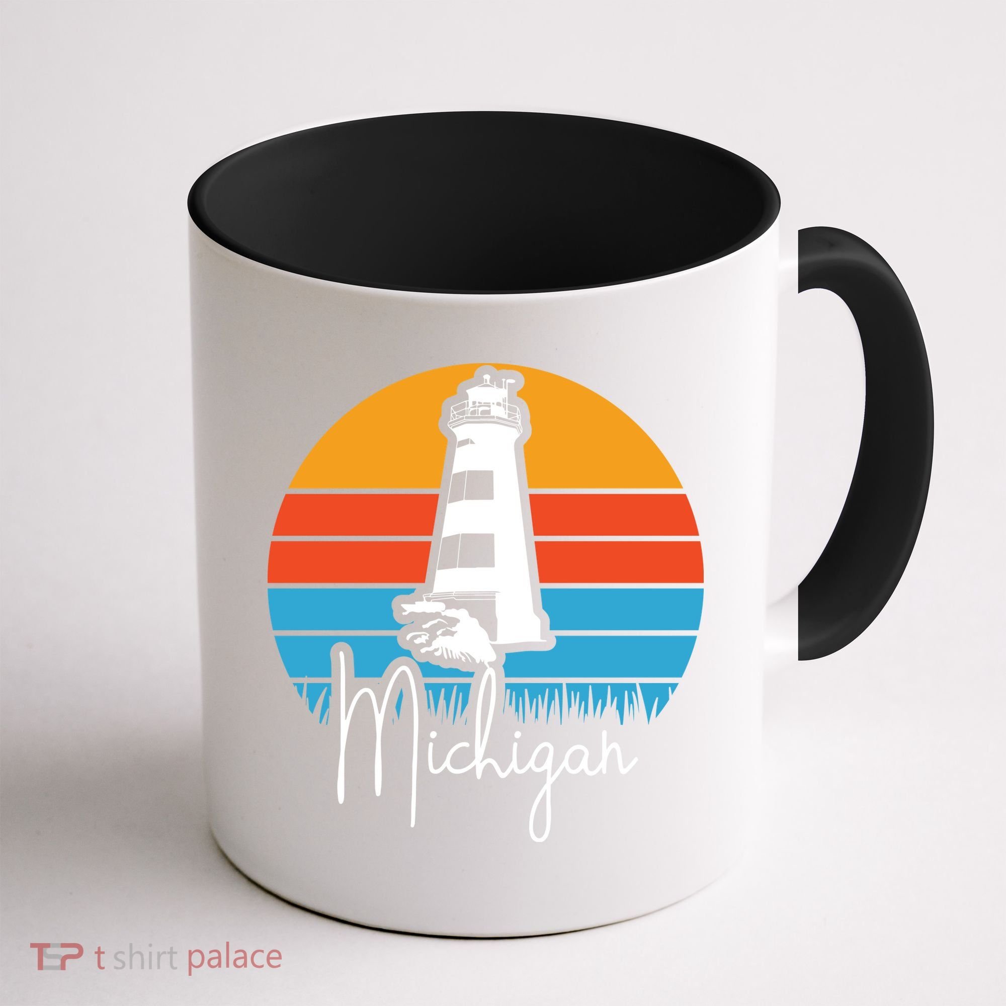 Michigan Great Lakes Lighthouse Beach Town Coffee Mug