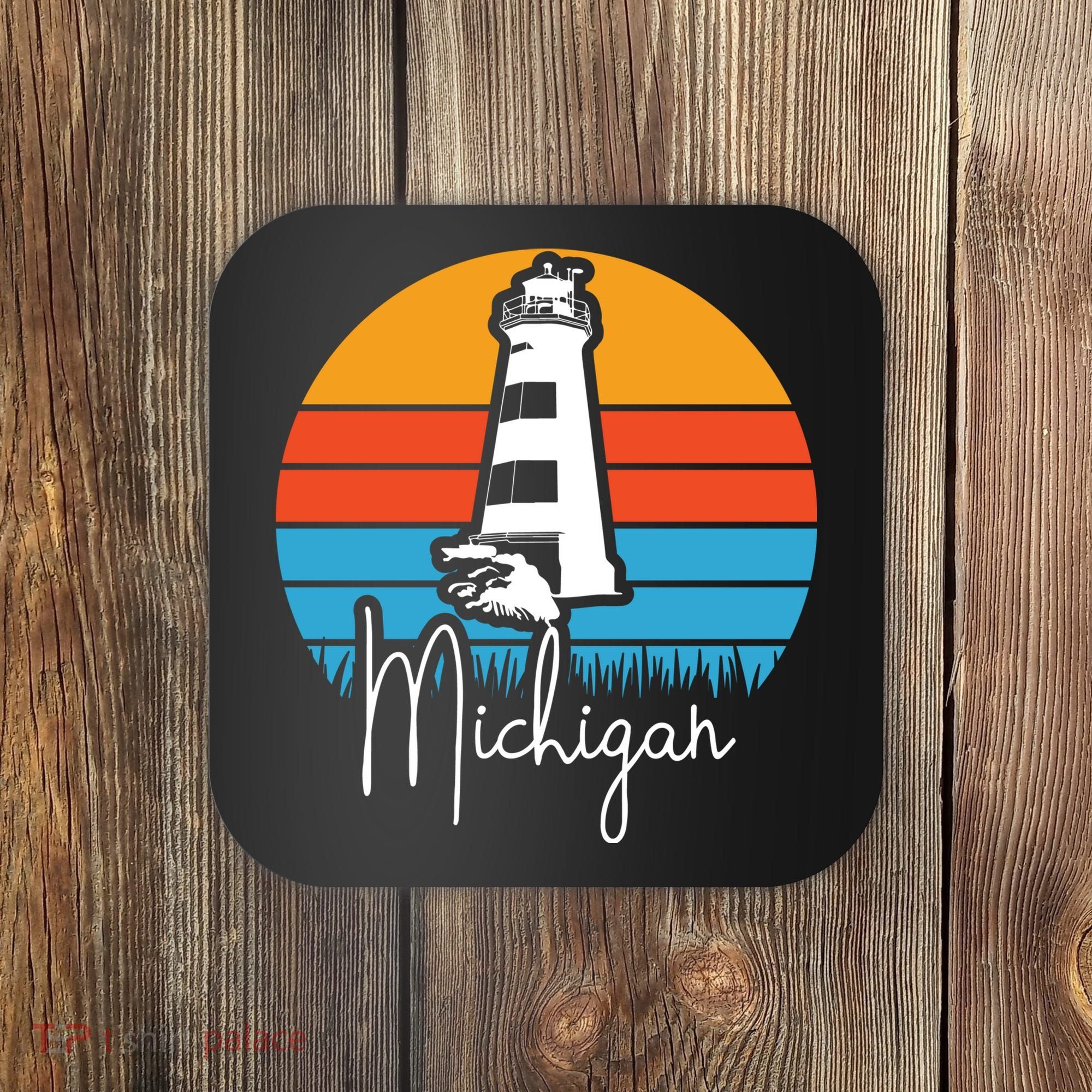 Michigan Great Lakes Lighthouse Beach Town Coaster