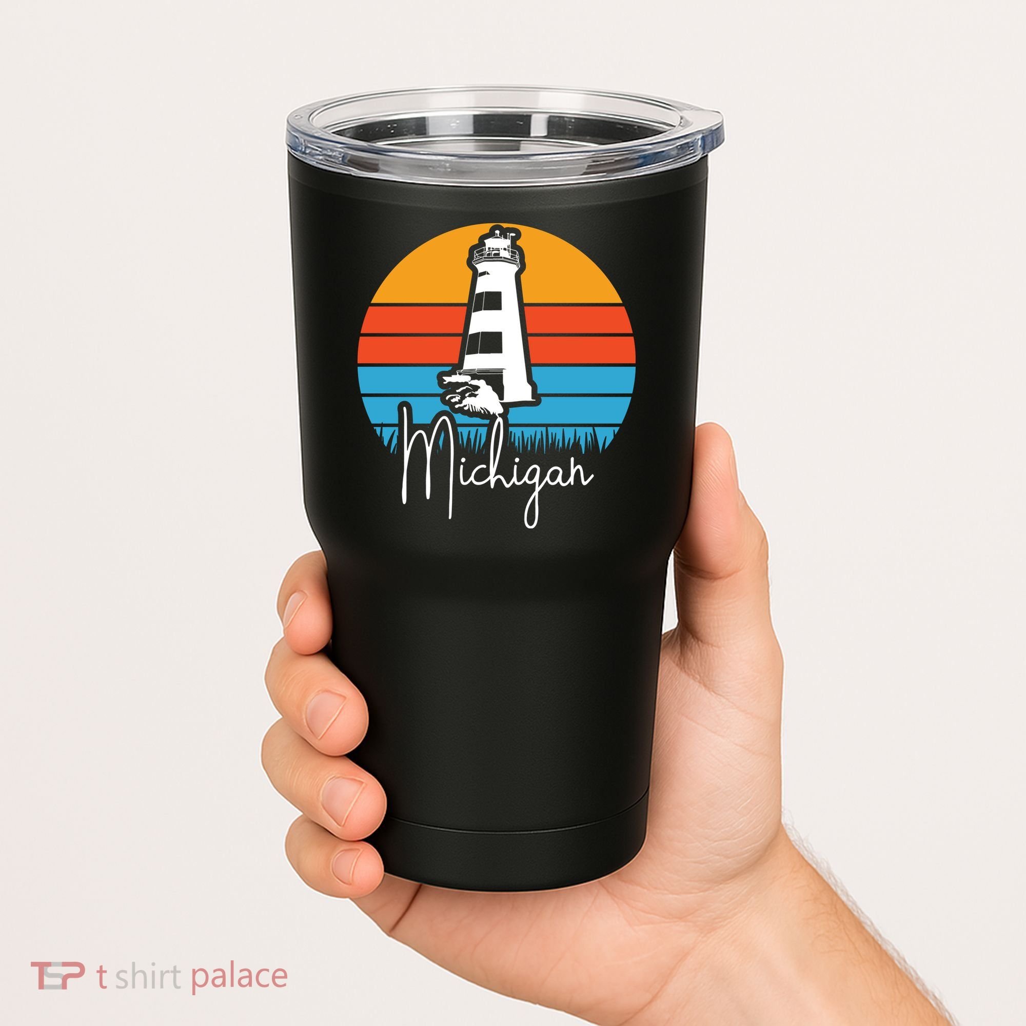 Michigan Great Lakes Lighthouse Beach Town Tumbler