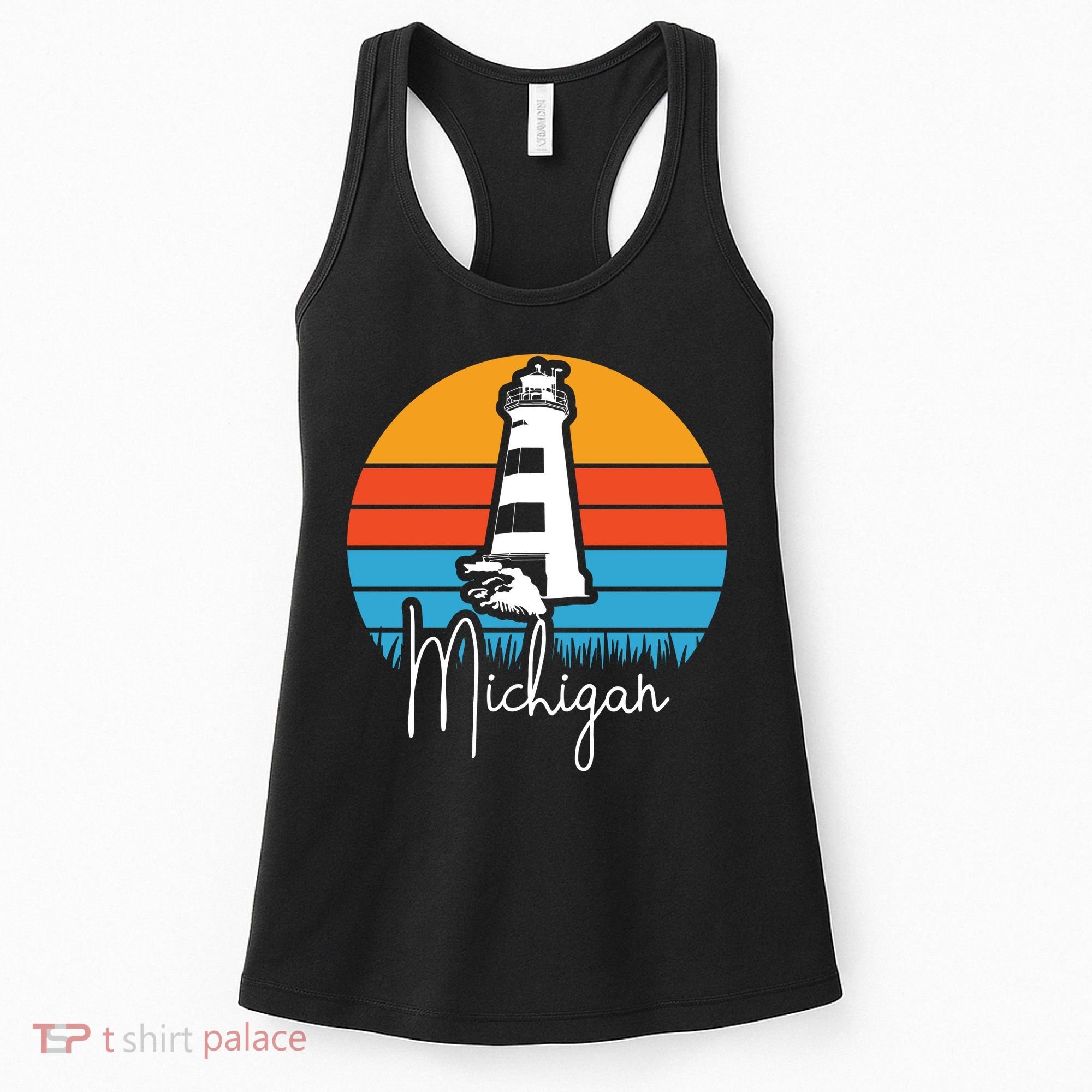 Michigan Great Lakes Lighthouse Beach Town Women's Tank Top