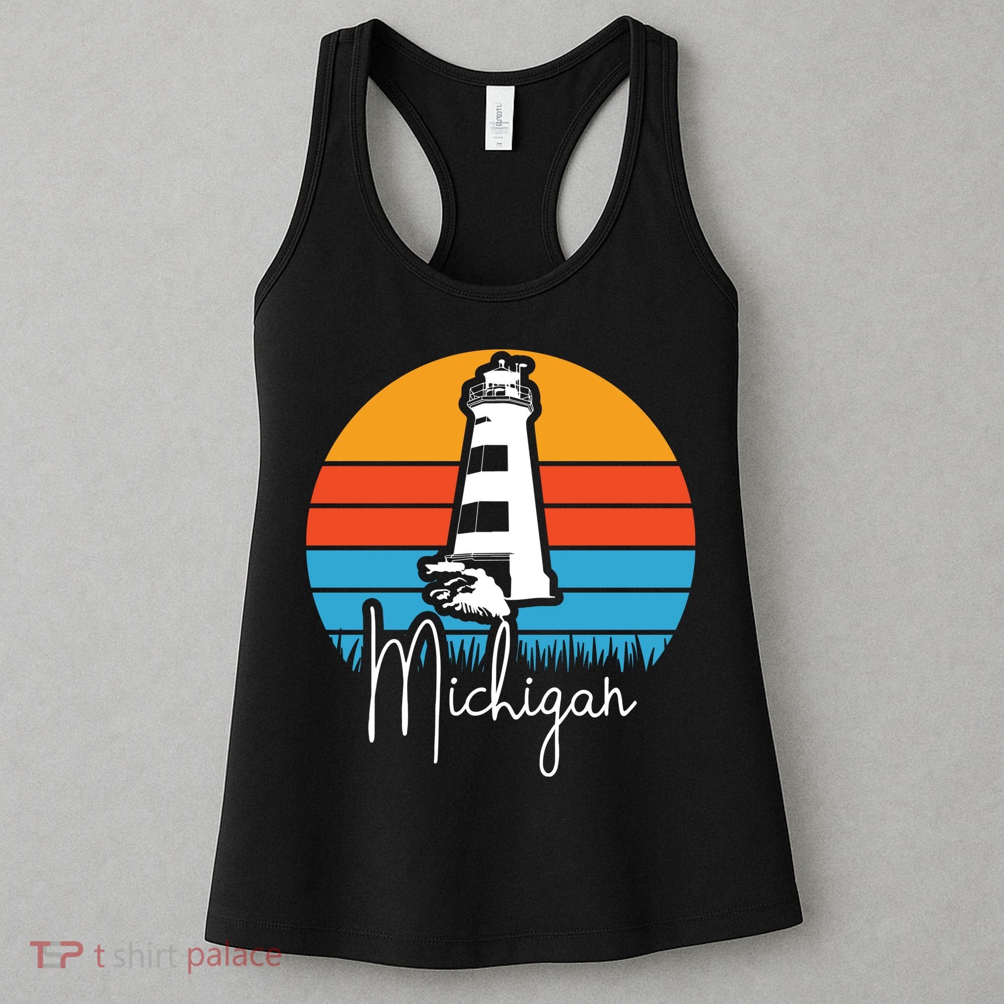 Michigan Great Lakes Lighthouse Beach Town Women's Tank Top