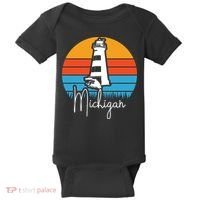 Michigan Great Lakes Lighthouse Beach Town Baby Bodysuit thumb 0
