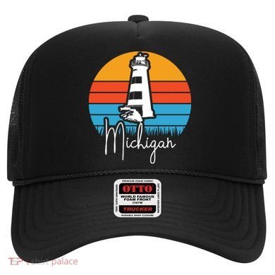 Michigan Great Lakes Lighthouse Beach Town Hat