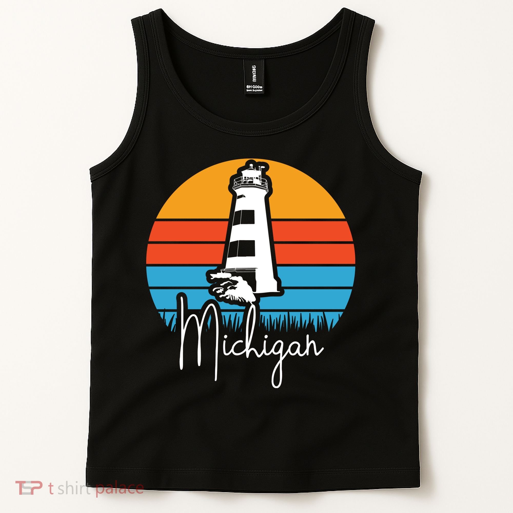 Michigan Great Lakes Lighthouse Beach Town Tank Top